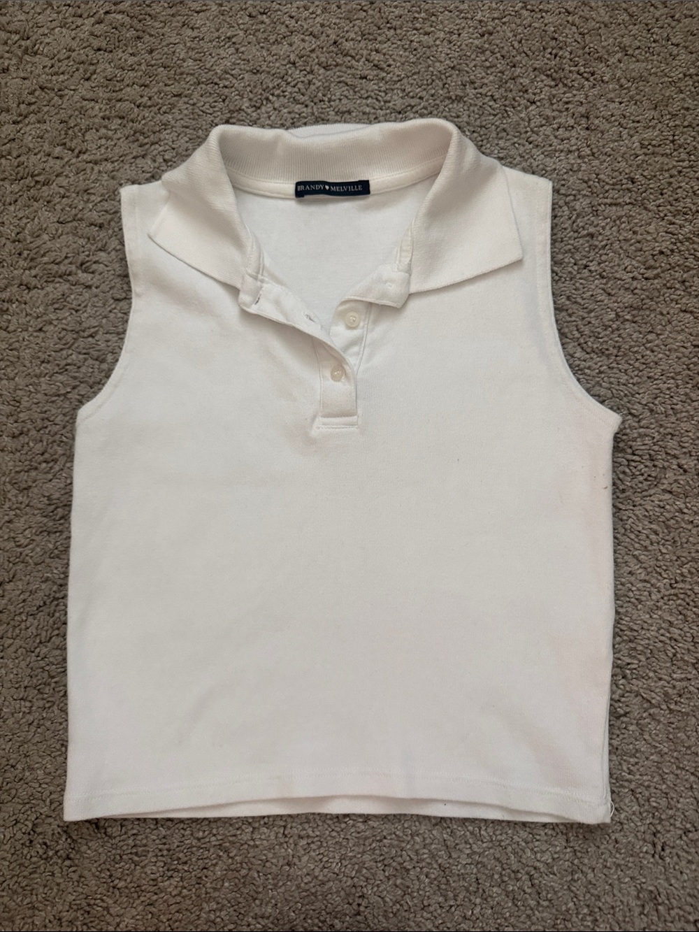 Brandy Melville Cream Sleeveless Polo Top